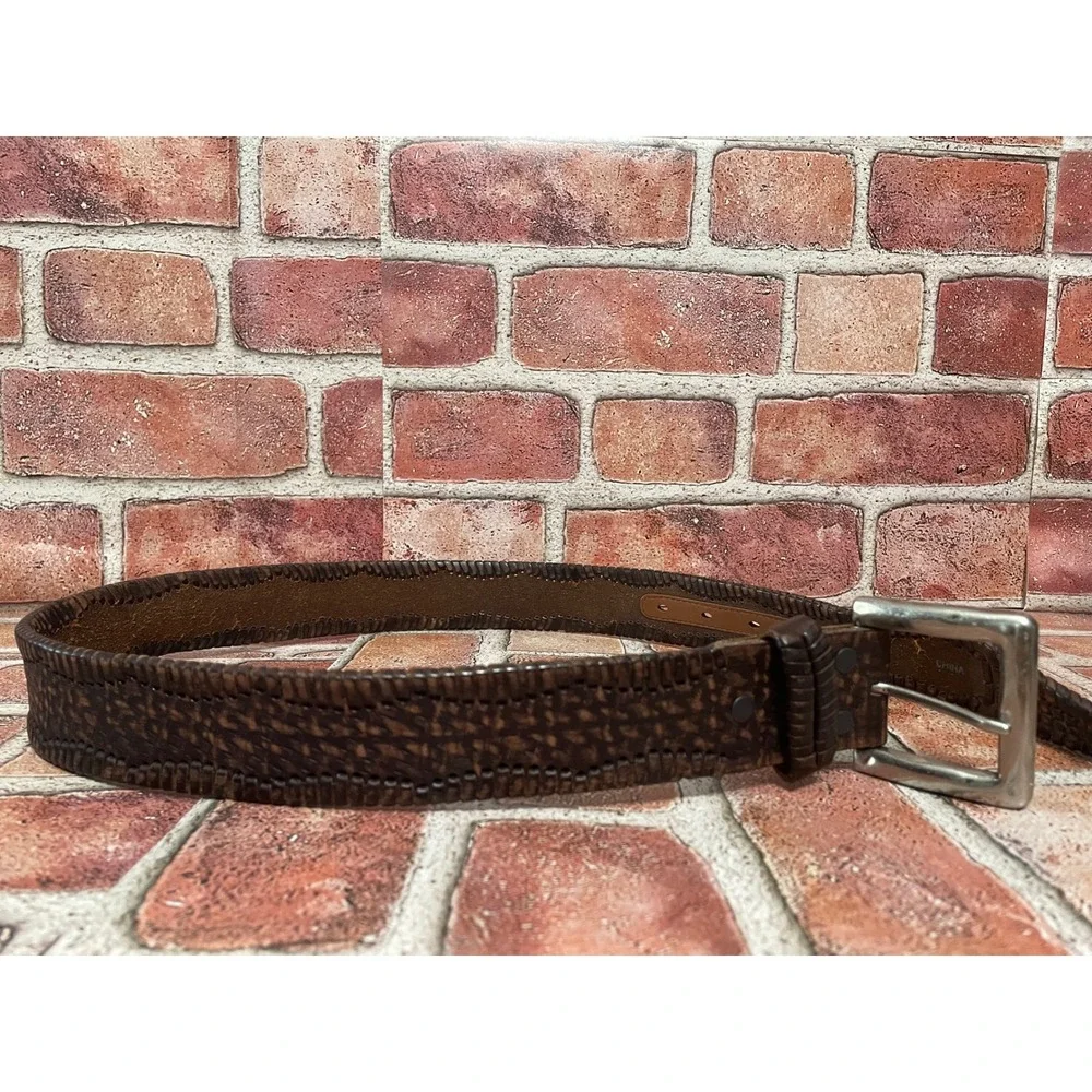 Honest by Brighton Mens Brown Leather Whipstitch Belt M70228 Size 28